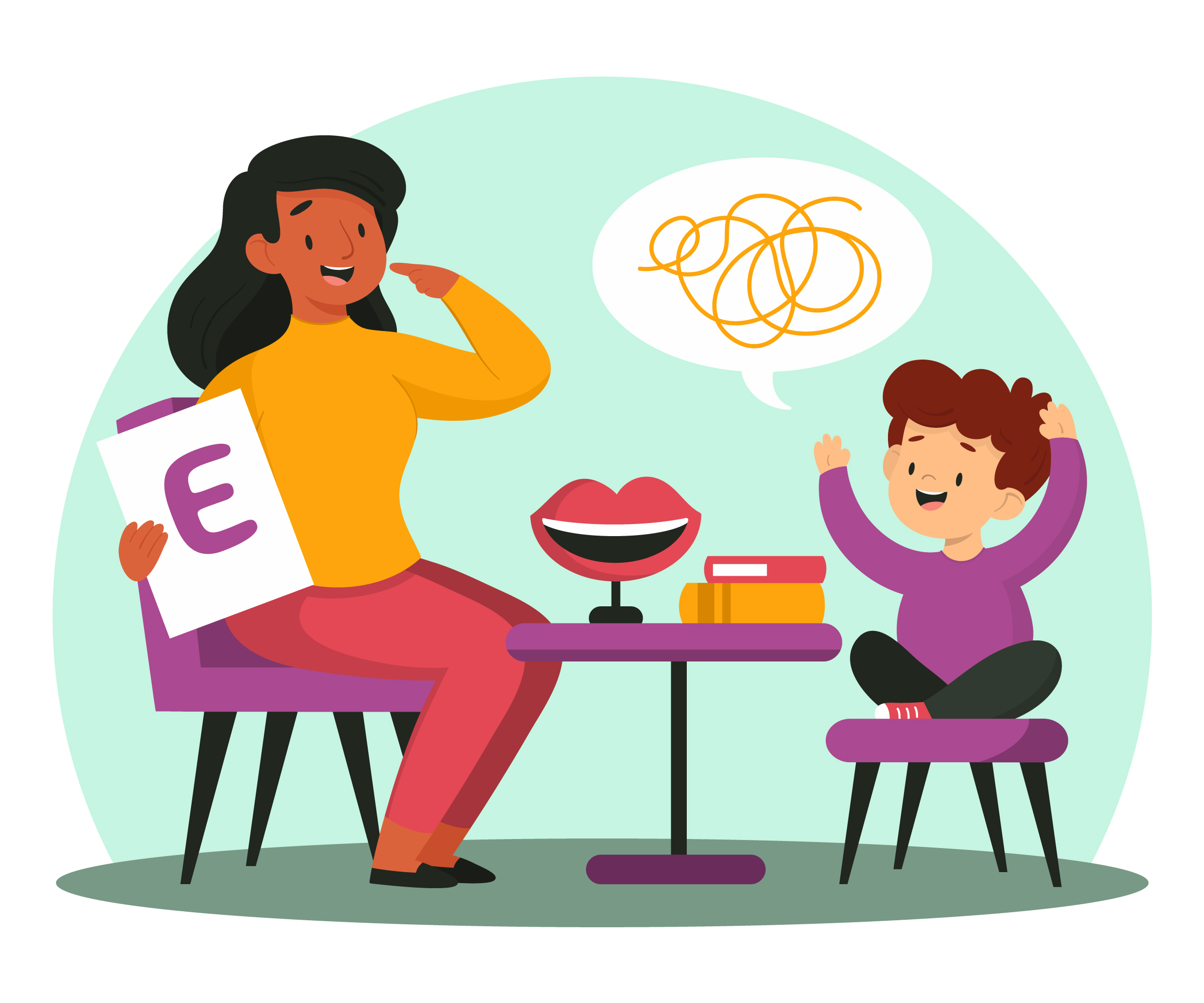 Child speaking and describing images